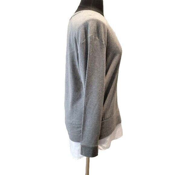 Soma Weekend Sweater Crew Pullover Blouse Combo Sz Large Gray White - Picture 5 of 11